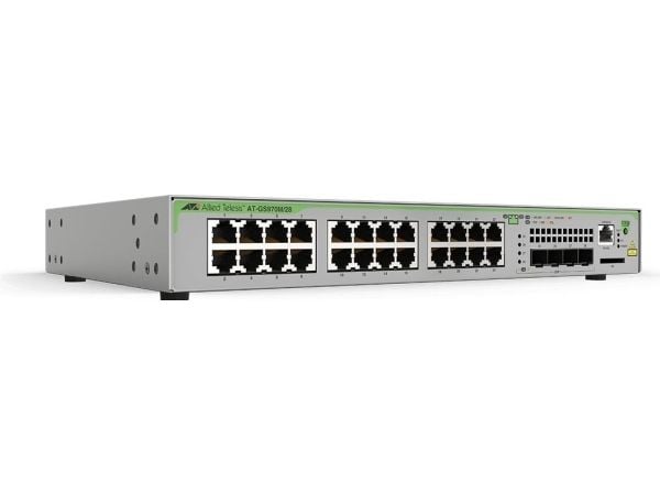 Allied Telesis CentreCOM AT-GS970M/28 - Switch - L3 - Styrt - 24 x 10/100/1000 + 4 x SFP (mini-GBIC) (opplink) - stasjonær