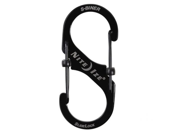 Nite Ize Carabiner S-Biner SlideLock #3 ruostumaton teräs musta-LSB3-01-R6