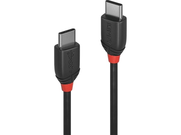 Lindy 36905, 0,5 m, USB C, USB C, USB 3.2 Gen 1 (3.1 Gen 1), 10 Gbit/s, Sort