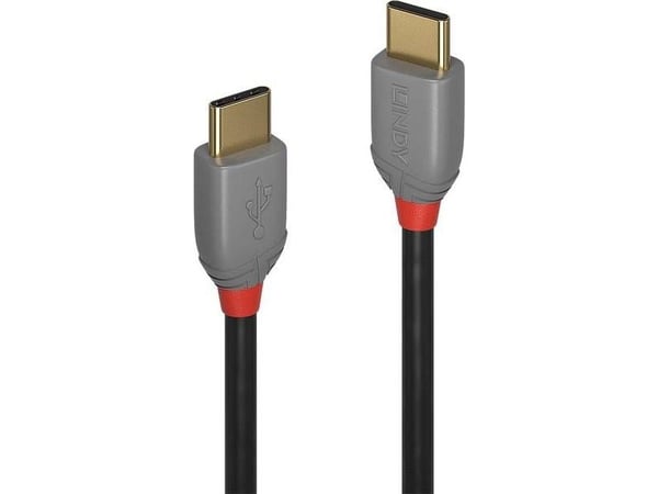 Lindy 36872, 2 m, USB C, USB C, USB 2.0, 0,48 Gbit/s, Svart, Grå
