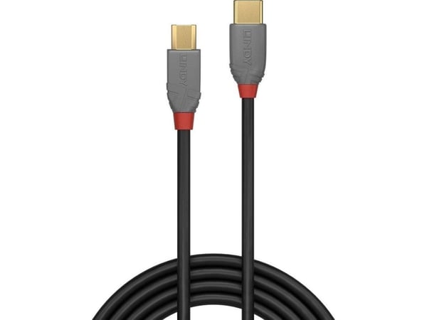 Lindy 36892, 2 m, USB C, Micro-USB B, USB 2.0, 480 Mbit/s, Sort, Grå