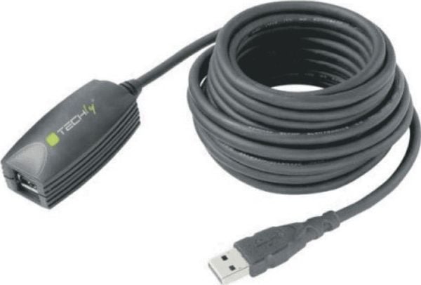 Techly ICUR3050, 5 m, USB A, USB A, USB 3.2 Gen 1 (3.1 Gen 1), Hankjønn/hunkjønn, Sort