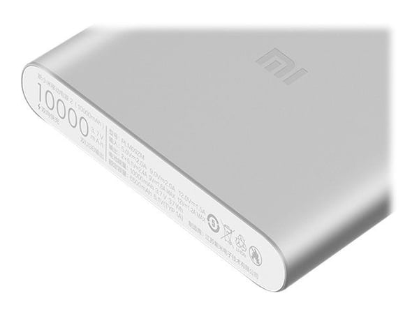 Xiaomi Mi - Strømbank - 10000 mAh - 15 watt - 2.4 A - 2 utgangskontakter (USB) - sølv