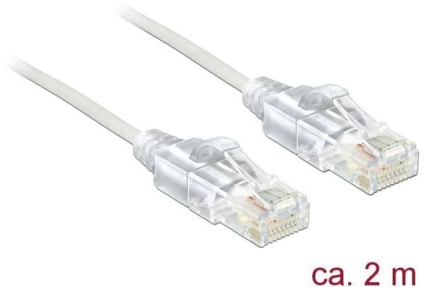 Delock - Koblingskabel - RJ-45 (hann) til RJ-45 (hann) - 2 m - UTP - CAT 6 - uten hindringer - hvit