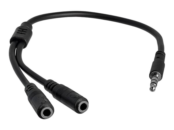 Startech 4 Position to 2x 3 Position 3.5mm Headset Splitter Adapter - Hodetelefonsplitter - 4-polsminijakk hann til minijakk hunn - 20 cm - svart -...