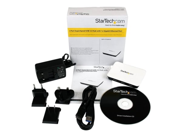 StarTech.com ST3300U3S, Langallinen, USB, 5000 Mbit/s, Musta, Valkoinen