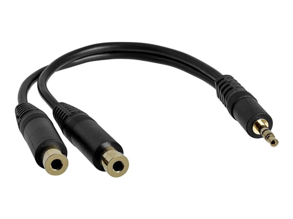Startech 6 in. 3.5mm Audio Splitter Cable - Stereo Splitter Cable - Gold Terminals - 3.5mm Male to 2x 3.5mm Female - Headphone Splitter (MUY1MFF) -...