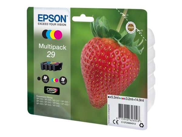 Epson 29 Multipack - 4 pakkausta - musta, keltainen, syaani, magenta - alkuperäinen - läpipainopakkaus - värikasetti - Expression Home XP-245, 247,...