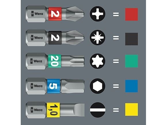 Wera 05073980001, 10 stykker, Philips, Pozidriv, Torx, PH 2, PH 3, PZ 1, PZ 2, T20, T25, T30, 200 mm