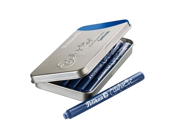Pelikan 339630, Blå, Blå, Sølv, Fontenepenn, Tyskland, Boks, 6 stykker