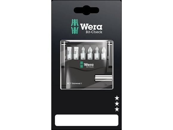 Wera 05073406001, 7 stykker, Philips, Pozidriv, Spor/slot, PH 1, PH 2, PZ 1, PZ 2, 1.1 mm, Rustfritt stål