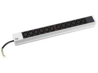 Bachmann 333.830, Perus, 1U, Musta, Harmaa, 12 AC-pistorasia(a), C13 liitin, 230 V