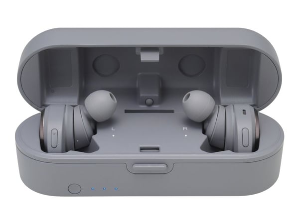 Audio-Technica ATH CKR7TW - True wireless-hörlurar med mikrofon - inuti örat - Bluetooth - grå