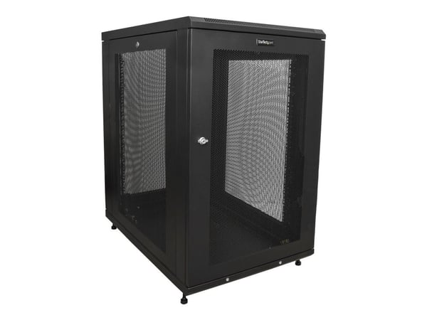 StarTech.com RK1833BKM, Itseseisova teline, 18U, 450 kg, Näppäinlukko, Tehostunut kaapelinhallinta, Castor-pyörät