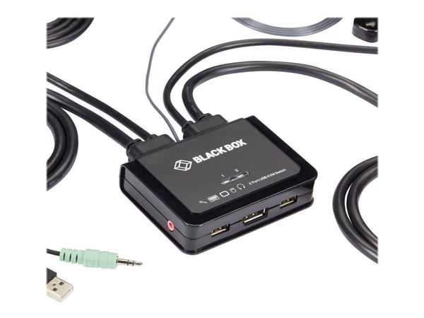 Black Box 4K60 DisplayPort Cable KVM Switch - KVM / lyd / USB-svitsj - 2 x KVM/lyd/USB - 1 lokalbruker - stasjonær