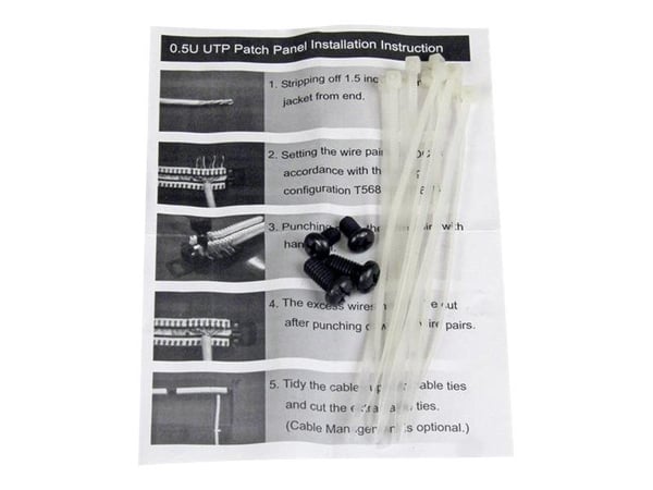 StarTech.com PANELHU24, RJ-45, Cat5e, Telinekiinnitys, 0.5U, musta, 482 mm