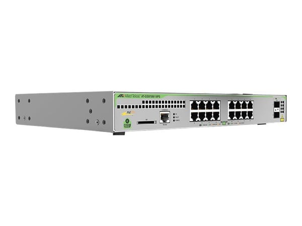 Allied Telesis CentreCOM AT-GS970M/18PS - Switch - L3 - Administrerad - 16 x 10/100/1000 (PoE+) + 2 x SFP (mini-GBIC) (upplänk) - skrivbordsmodell,...