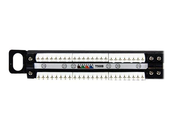 StarTech.com PANELHU24, RJ-45, Cat5e, Telinekiinnitys, 0.5U, musta, 482 mm