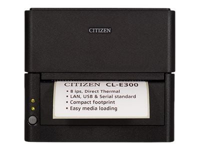 Citizen CL-E300 - Etikettskriver - direktetermisk - Rull (11,8 cm) - 203 dpi - inntil 200 mm/sek - USB 2.0, LAN, RS232C - kutter - svart