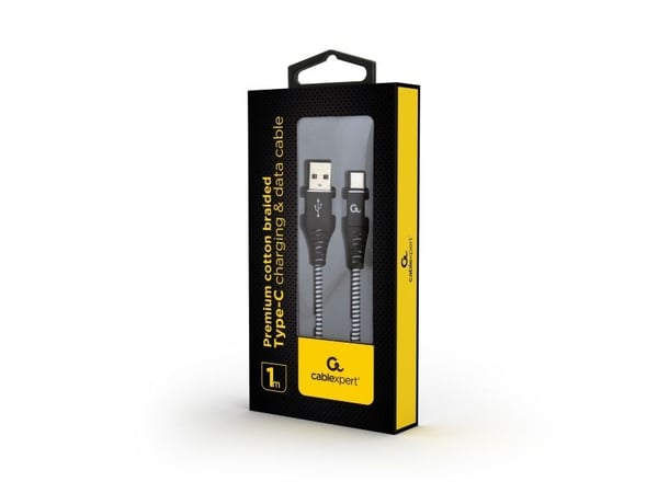 Gembird CC-USB2B-AMCM-1M-BW, 1 m, USB A, USB C, Uros, Uros, Musta, Valkoinen