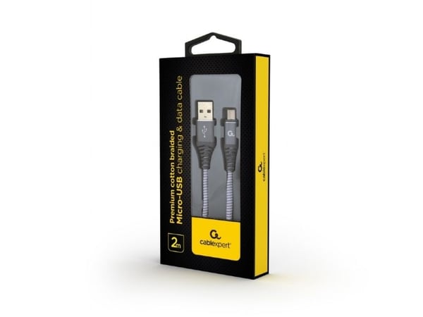 Cablexpert Premium - USB-kabel - Micro-USB Type B (hann) til USB (hann) - USB 2.0 - 2.1 A - 2 m - hvit, romgrå