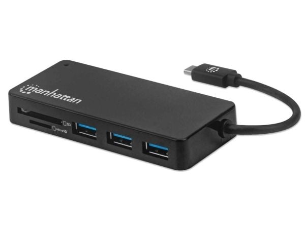 Manhattan 164948, USB 2.0 Type-C, USB 3.2 Gen 1 (3.1 Gen 1) Type-A, MMC, MicroSD (TransFlash), MicroSDHC, MicroSDXC, SD, SDHC, SDXC, 5000 Mbit/s, S...