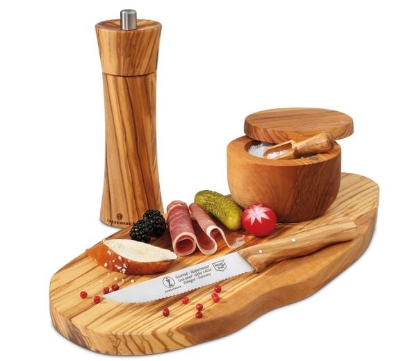 Zassenhaus Frankfurt, Saltkværn, Oliven, Træ, Træ, Keramisk, 56 mm, 180 mm, 280 g