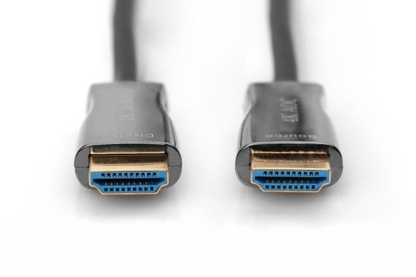 DIGITUS - Premium High Speed - HDMI-kabel med Ethernet - HDMI hann til HDMI hann - 10 m - dobbeltisolert - svart - 4K-støtte, aktiv optisk hybridkabel