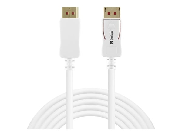 Sandberg - DisplayPort-kaapeli - DisplayPort (uros) - DisplayPort (uros) - DisplayPort 1.4 - 2 m - 8K-tuki - valkoinen