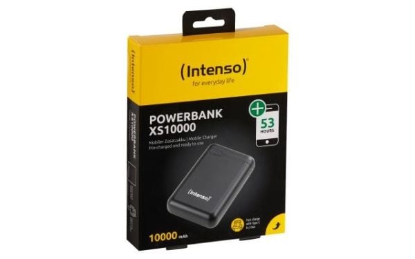 Intenso XS10000 - Strømbank - 10000 mAh - 3.1 A - 2 utgangskontakter (USB, USB-C) - svart