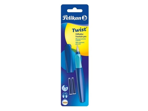 Pelikan Fountain Pen Twist P457 Deep Blue M +2TP Blister - Sininen - Pyöreä kärki - Ruostumaton teräs - Keskikokoinen - Kaksikätinen - Saksa (814744)