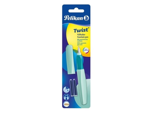 Pelikan Twist P457, Mintunvärinen, Patruunatäyttöjärjestelmä, Ruostumaton teräs, Keskikokoinen, Molempikätinen, Saksa