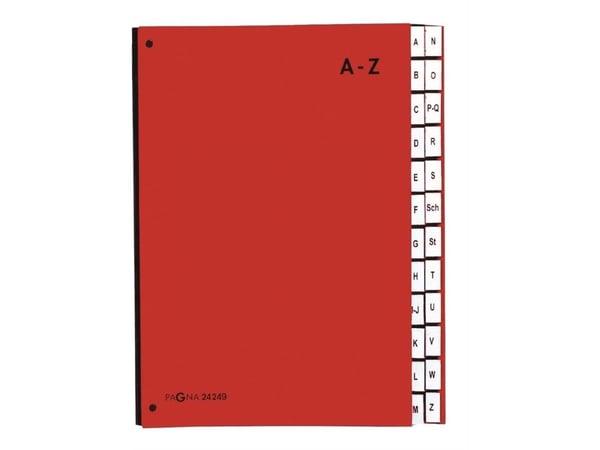 Pagna - Inndeler - fortrykt: A-Z - med fliker - rød