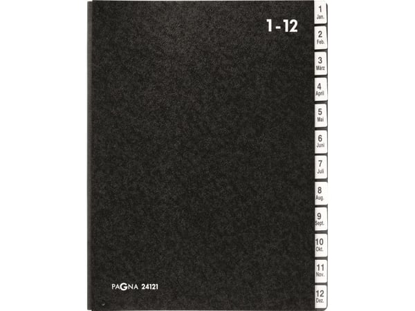 PAGNA Desk Folder Classic 12 lokeroa 1-12/Jan-Dec musta