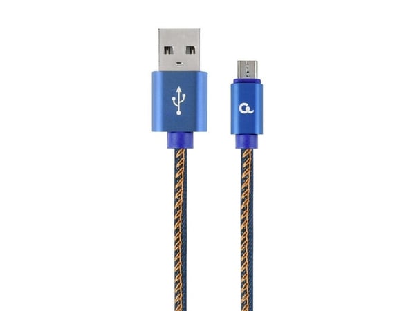 Cablexpert Premium - USB-kaapeli - USB (han) til Micro-USB Type B (han) - USB 2.0 - 2.1 A - 1 m - sininen, Premium denim