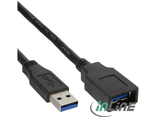 InLine 35605, 0,5 m, USB A, USB B, USB 3.2 Gen 1 (3.1 Gen 1), Hankjønn/hunkjønn, Sort