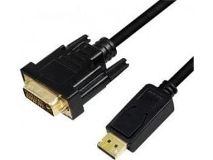 LogiLink CV0130, 1 m, DisplayPort, DVI, Hankjønn, Hankjønn, Gull