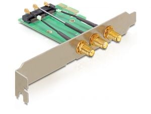Delock Mini PCI Express > PCI Express x1 + 3 RP-SMA-porter - Utvidelseskort