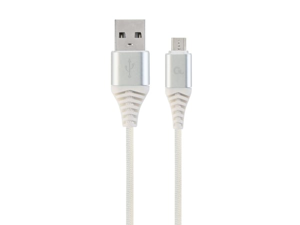 Gembird CC-USB2B-AMMBM-1M-BW2, 1 m, Micro-USB B, USB A, USB 2.0, 480 Mbit/s, Hopea, Valkoinen