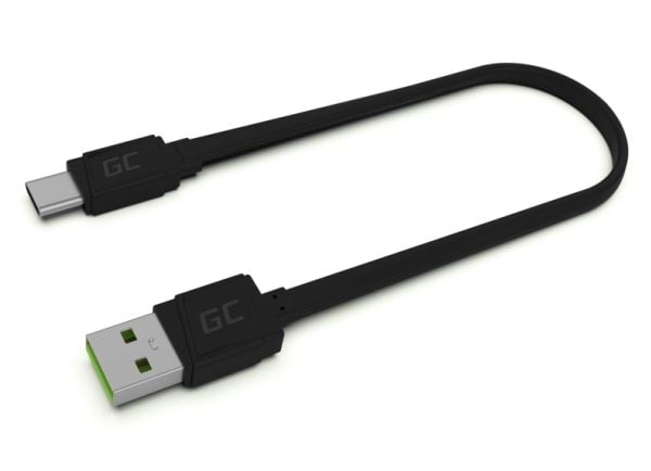 Green Cell GCmatte - USB-kabel - USB-C (hann) til USB (hann) - 25 cm - flat - svart