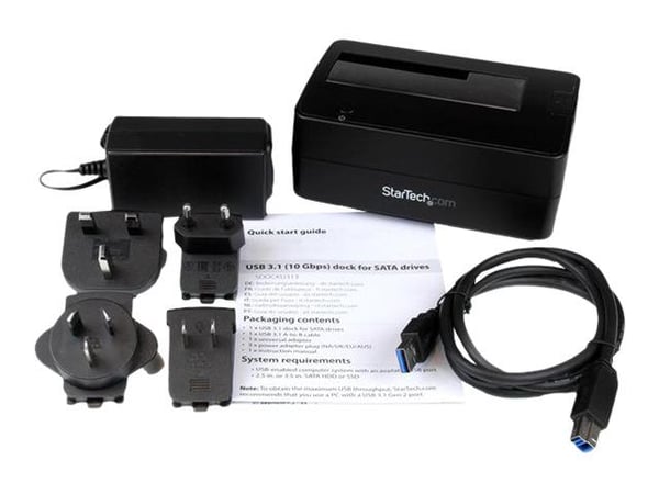 Startech USB 3.1 (10Gbps) Single-Bay Dock for 2.5"/3.5" SATA SSD/HDD - USB 3.1 Hard Drive Docking Station with UASP (SDOCKU313) - Diskkontroller - ...
