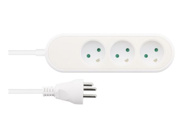 Nordic Quality Danish power outlet with 3 earthed sockets, PVC cable (