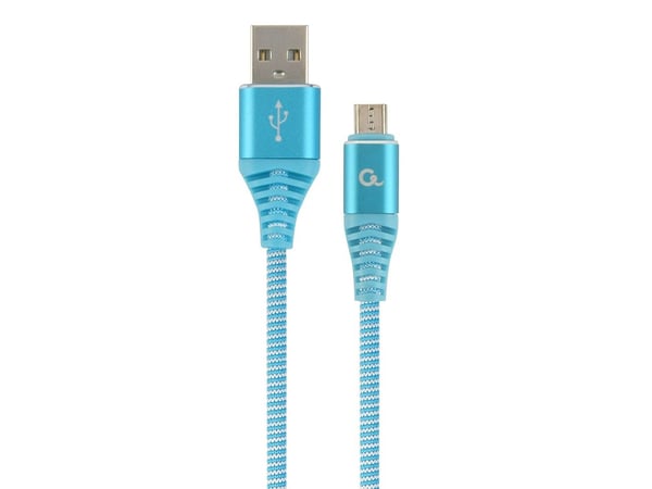Cablexpert Premium - USB-kabel - Micro-USB Type B (hann) til USB (hann) - USB 2.0 - 2.1 A - 2 m - hvit, blå turkis