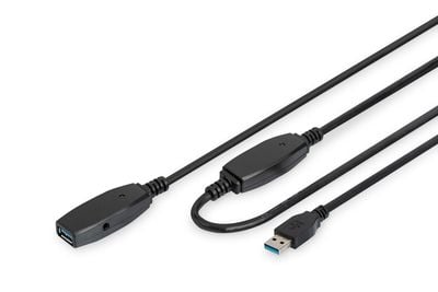 DIGITUS - USB forlængerkabel - USB Type A (han) til USB Type A (hun) - USB 3.0 - 15 m - aktiivinen - lajittelu - lajittelu