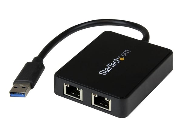 Startech USB 3.0 to Dual Port Gigabit Ethernet Adapter w/ USB Port - 10/100/100 - USB Gigabit LAN Network NIC Adapter (USB32000SPT) - Nettverksadap...