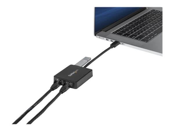 Startech USB 3.0 to Dual Port Gigabit Ethernet Adapter w/ USB Port - 10/100/100 - USB Gigabit LAN Network NIC Adapter (USB32000SPT) - Nettverksadap...