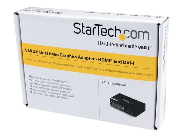 Startech USB 3.0 to HDMI / DVI Adapter - 2048x1152 - External Video & Graphics Card - Dual Monitor Display Adapter Cable - Supports Mac & Windows (...
