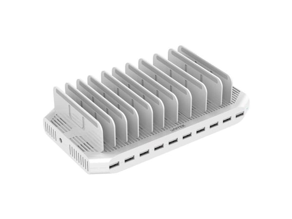Unitek - Ladestativ + AC-strømadapter - 2.4 A - 10 utgangskontakter (USB)