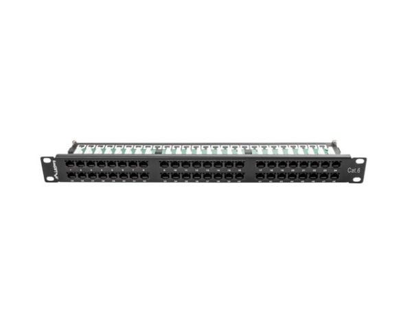 Lanberg PPU6-1048-B - Koblingspanel - CAT 6 - UTP - RJ-45 X 48 - RAL 9004, svart - 1U - 19"