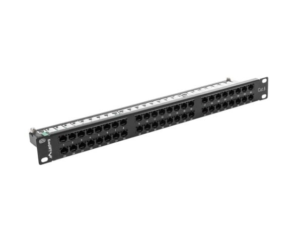 Lanberg PPU6-1048-B - Koblingspanel - CAT 6 - UTP - RJ-45 X 48 - RAL 9004, svart - 1U - 19"
